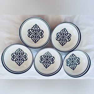222 FIFTH Turkish Delight Cereal Bowls (5) Black & White Fine Porcelain